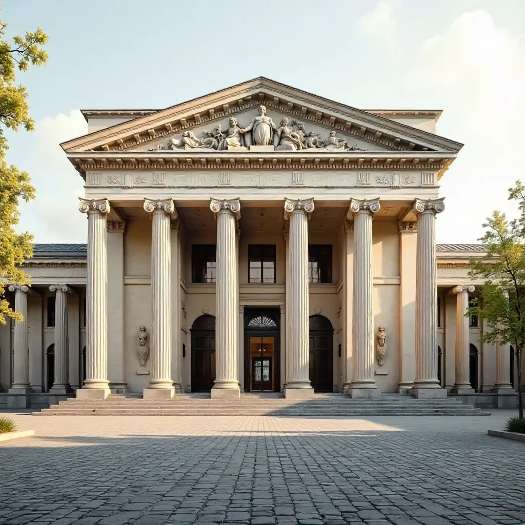 Symmetrical Berlin Neoclassical Facade in Soft Daylight