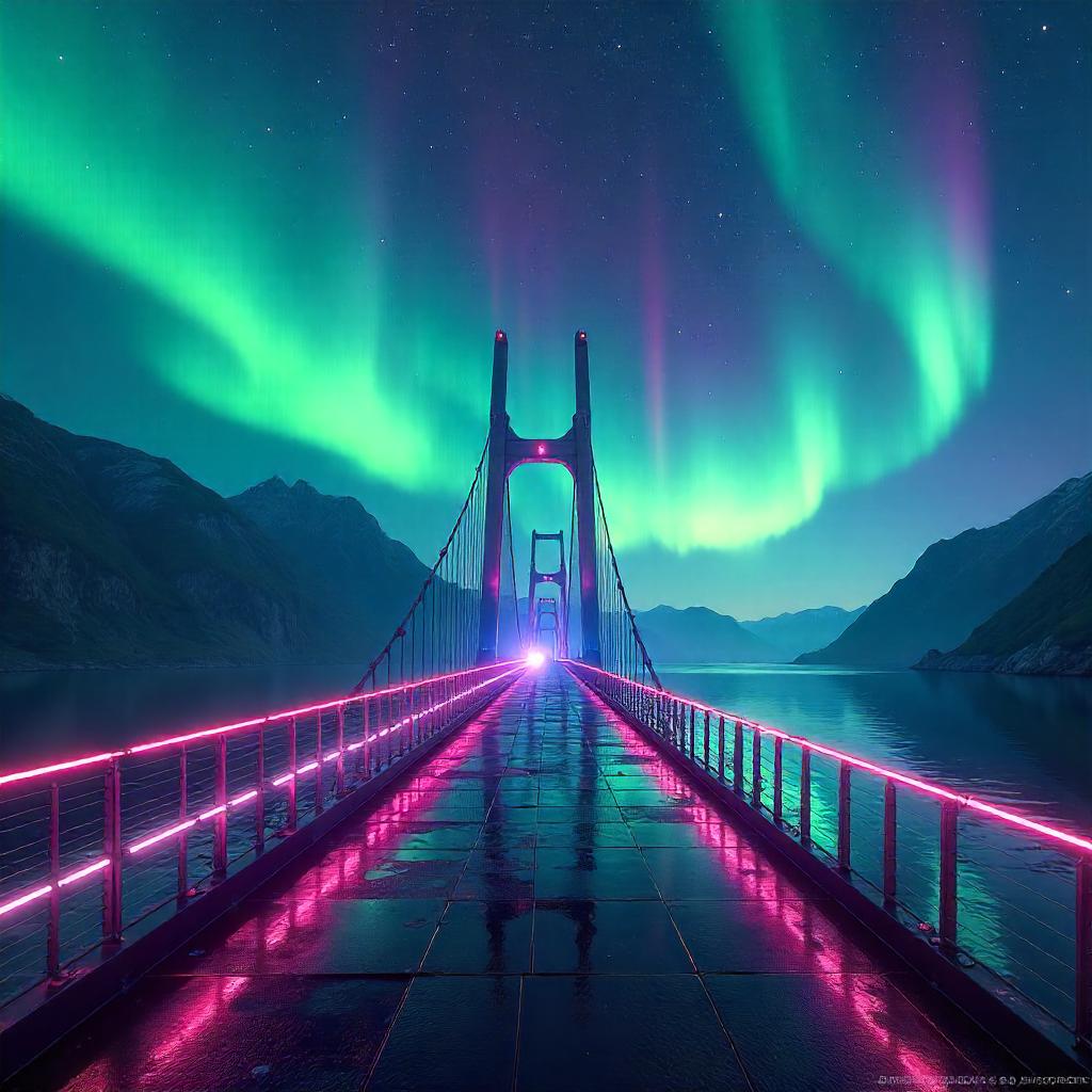 Aurora Over the Neon Bridge