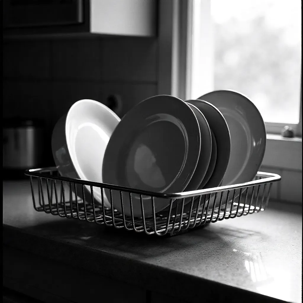 Monochrome Dish Rack: Glass and Ceramic