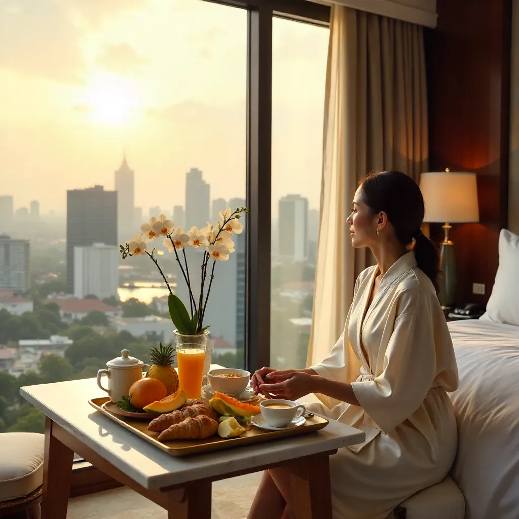 Serene Bangkok Morning: Breakfast in Luxury Hotel