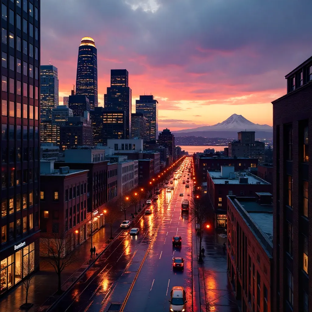 Evening Elegance: Seattle Downtown Skyline at Dusk