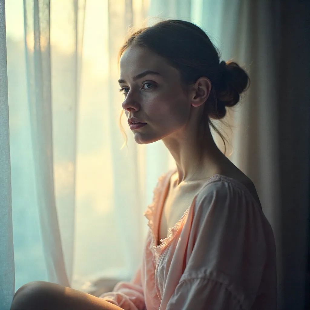 Dreamlike Soft-Focus Portrait with Veiled Mystery