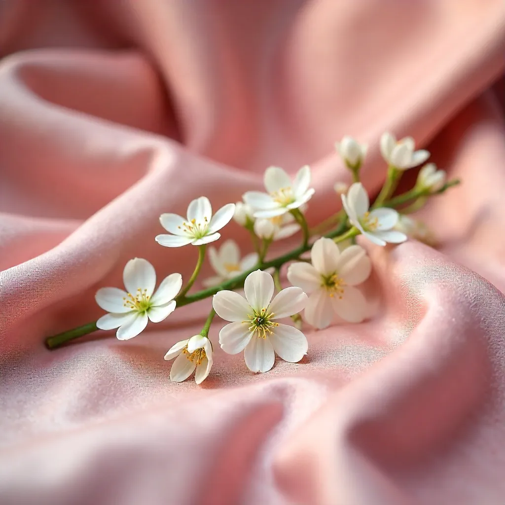 Soft Pink Velvet and White Flowers: Artful Still Life
