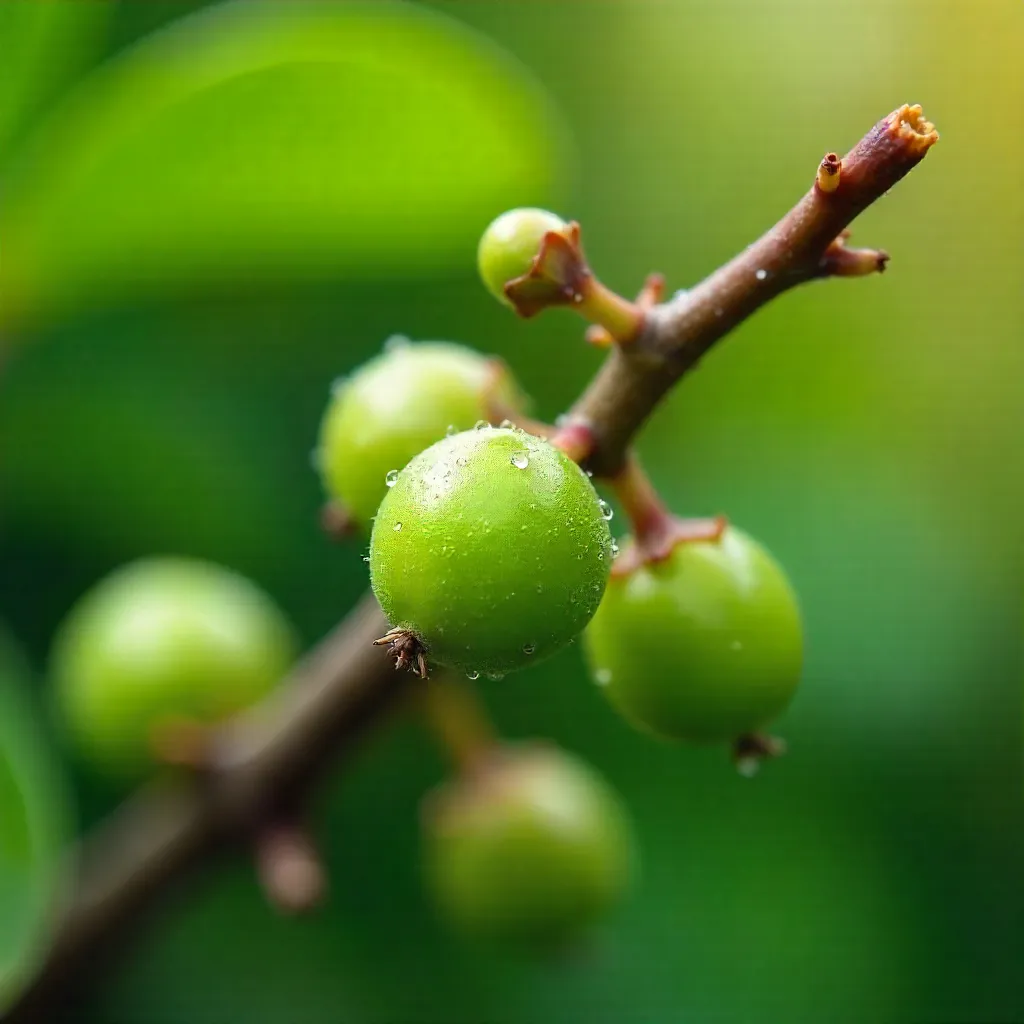 Macro Shot: Green Unripe Berries with Soft Bokeh