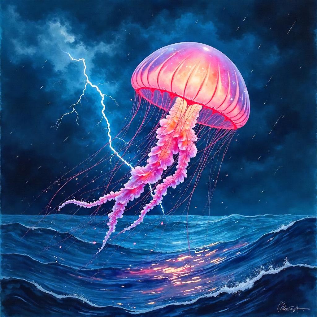 Jellyfish in a Thunderstorm: Watercolor Dream