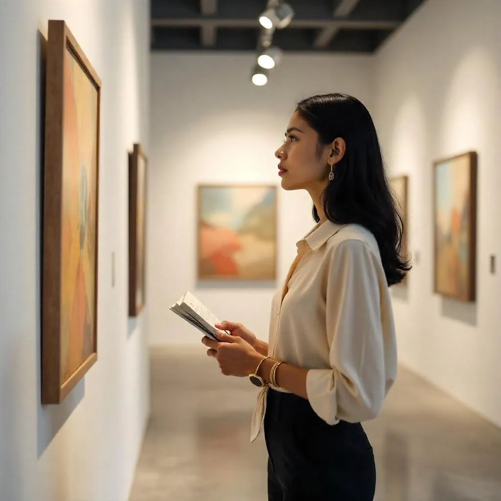 Photorealistic Indian Woman in an Art Gallery