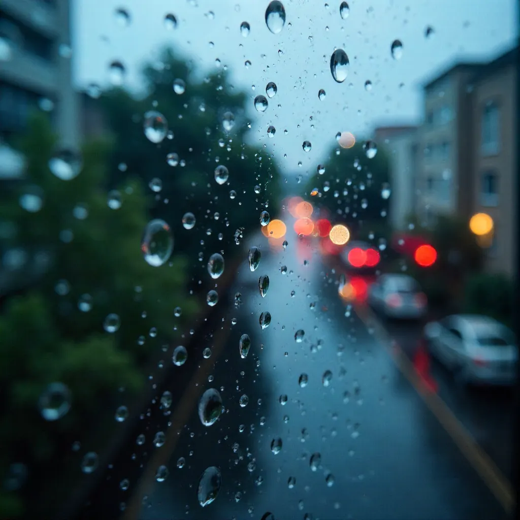 Raindrops on Glass: Macro Light and Reflections