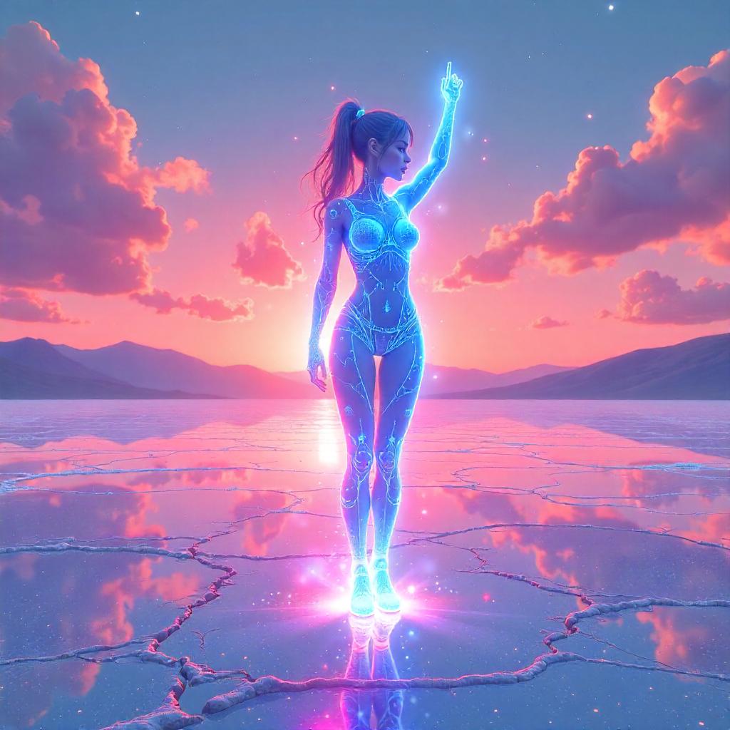 Hologram in a Salt Flat - Anime Style