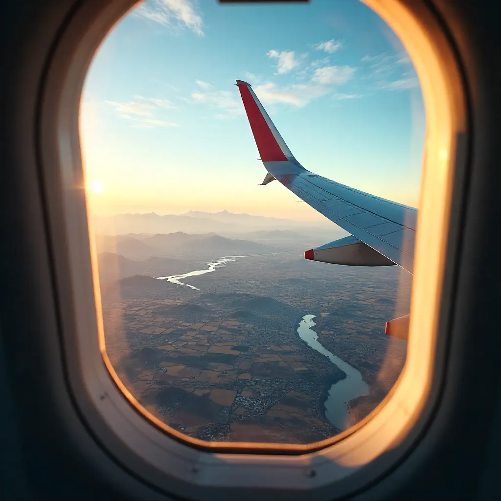 Wingtip Window View: Scenic Aerial Landscape