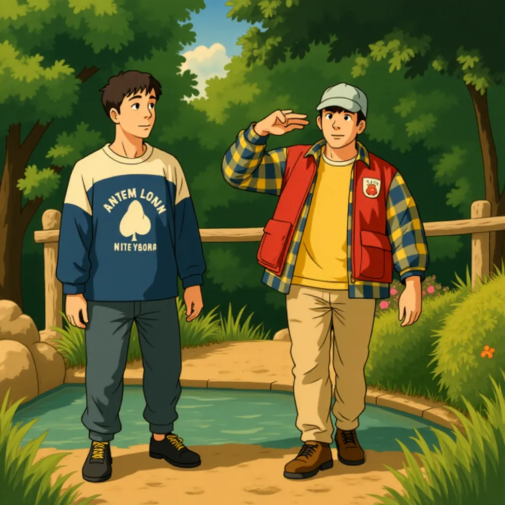 Adam Sandler and Lavell Crawford in Happy Gilmore 2 (2025) - Ghibli style