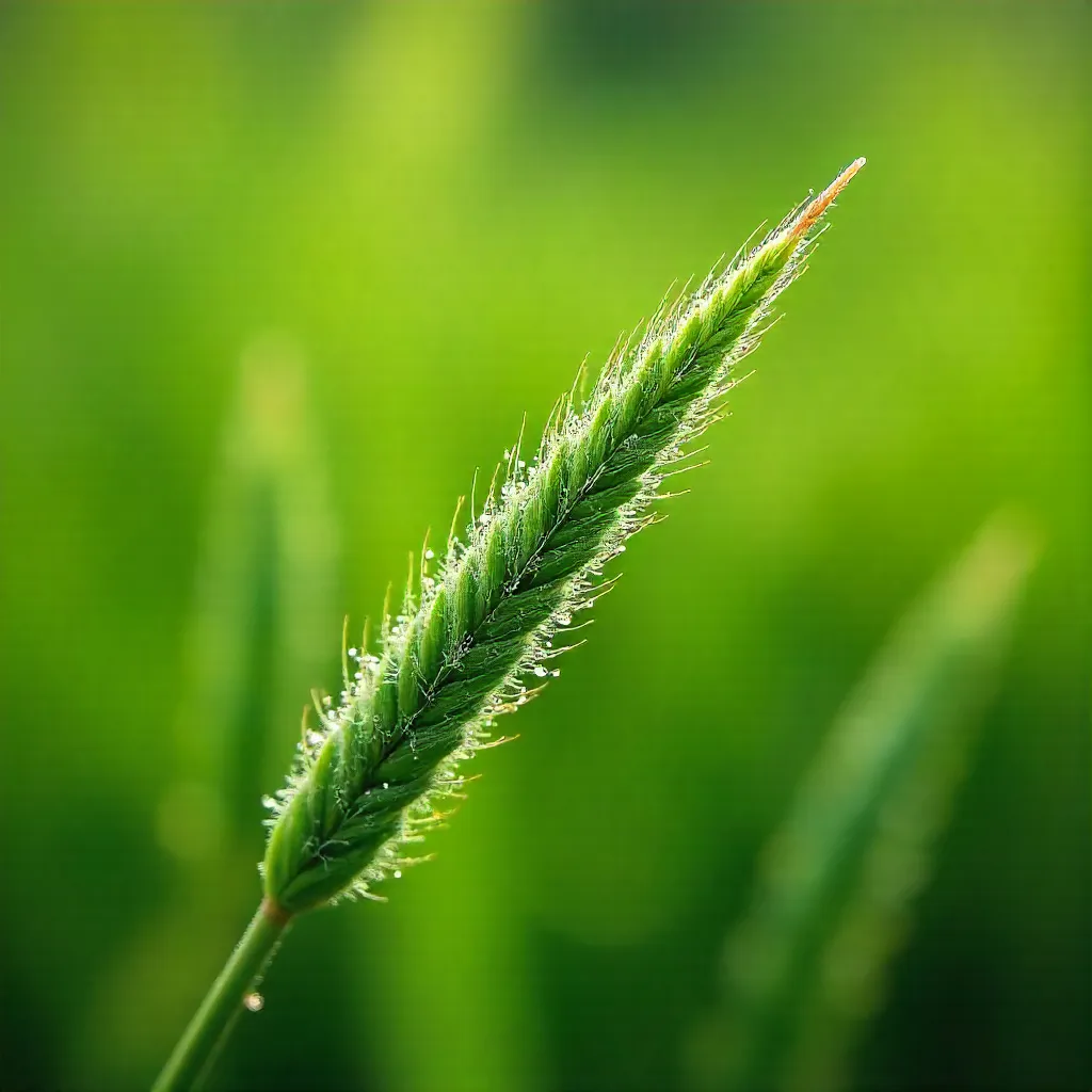 Macro Close-Up: Fuzzy Grass with Green Bokeh