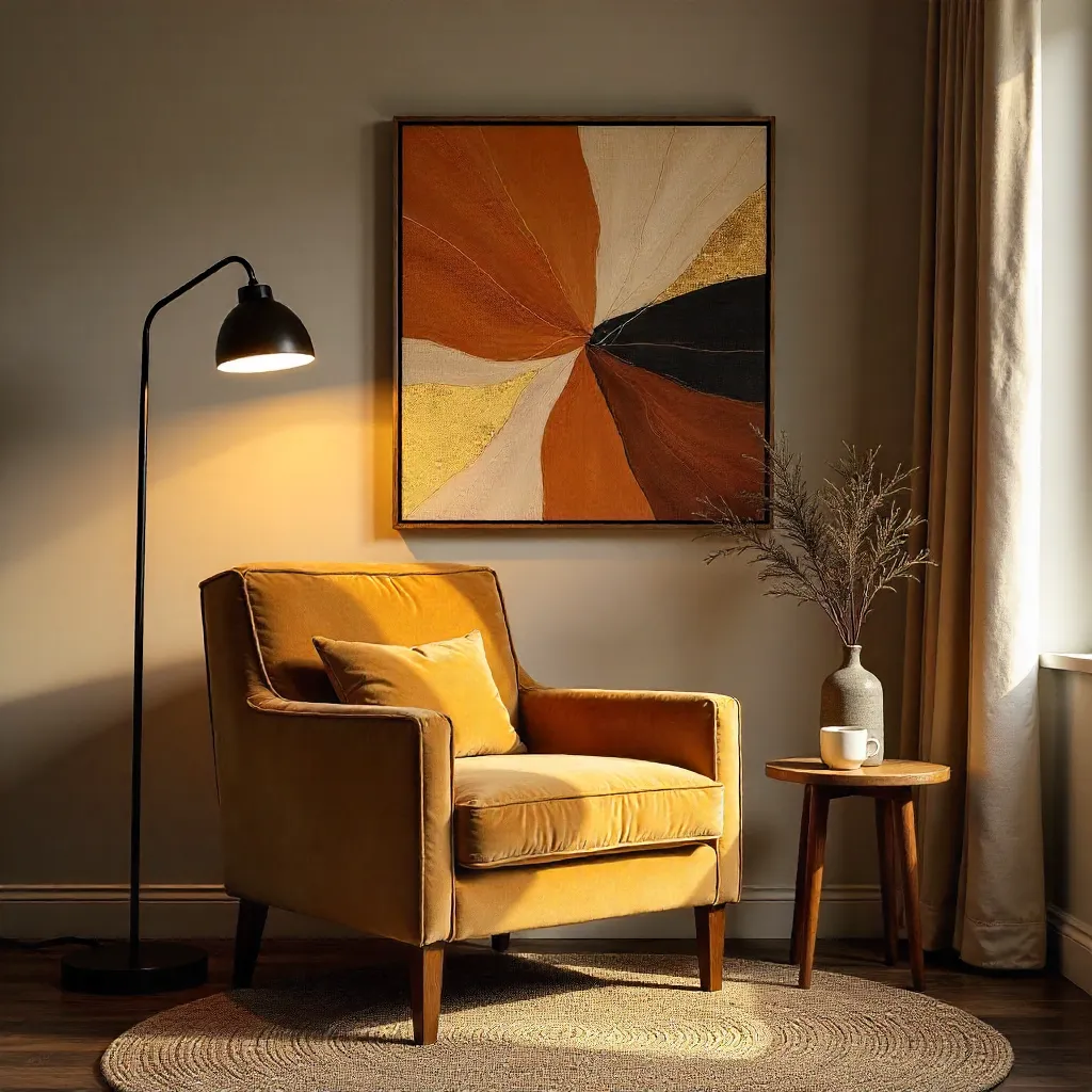Cozy Modern Armchair Corner with Abstract Art