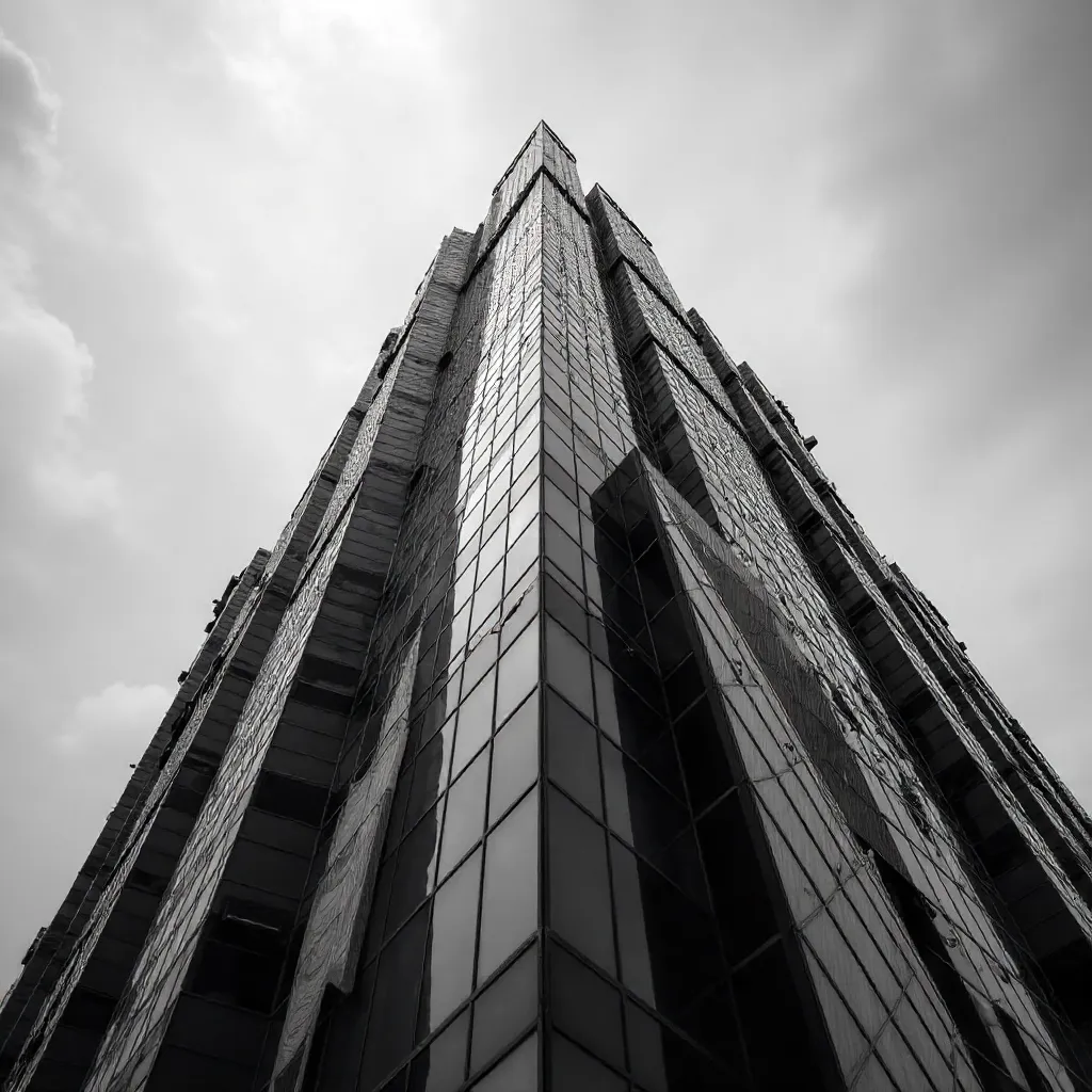 Monochrome Abstract: Dubai Skyscraper Facade