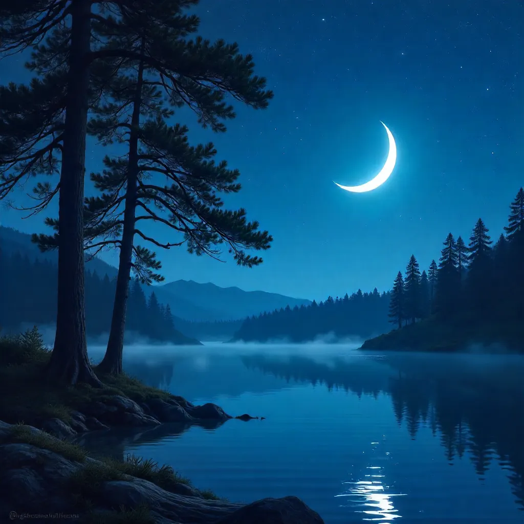 Moonlit Tranquility Over Silent Pines