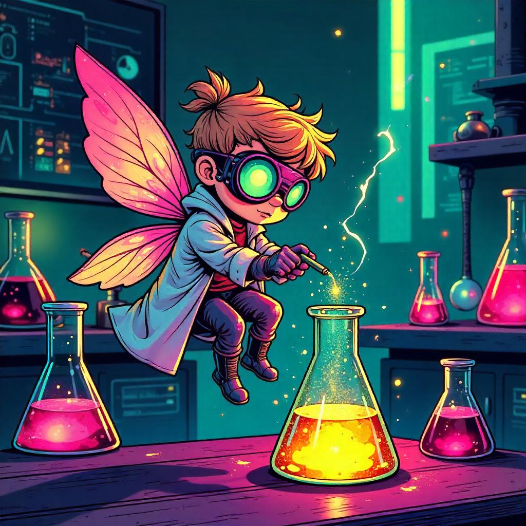 Neon Pixie in the Laboratory: Comic Book Scene