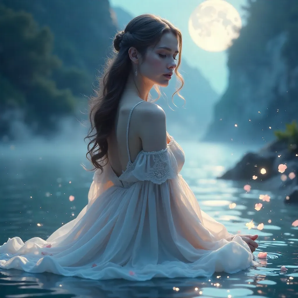 Ethereal Portrait of a Woman in Flowing Dream Silk