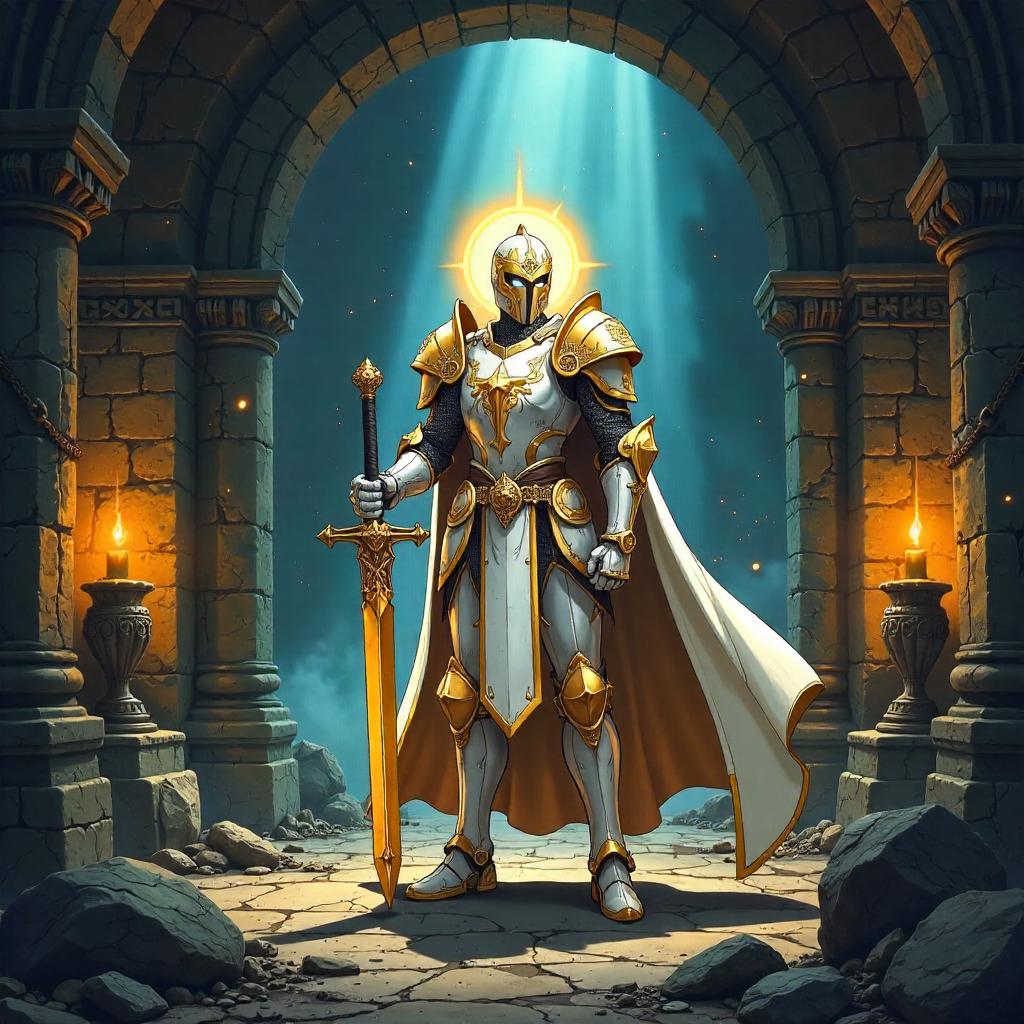 Paladin of Light in the Crypt - Anime Style