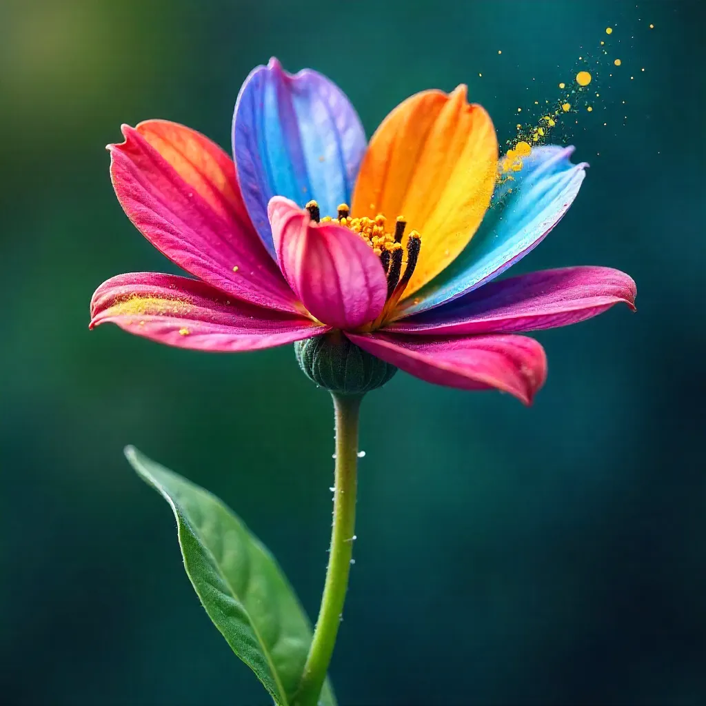 Vibrant Single Flower Stem with Yellow Splash
