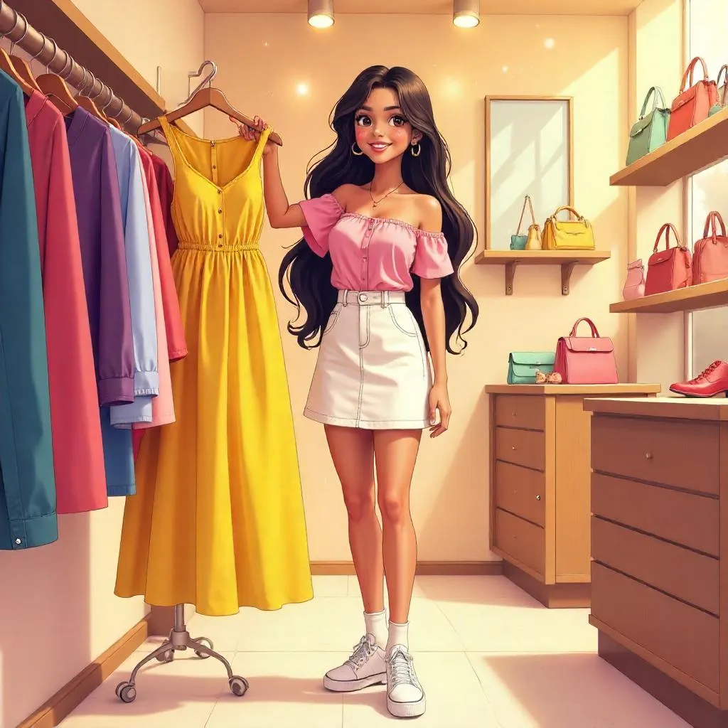 Cheerful Latina in a Boutique Anime Style