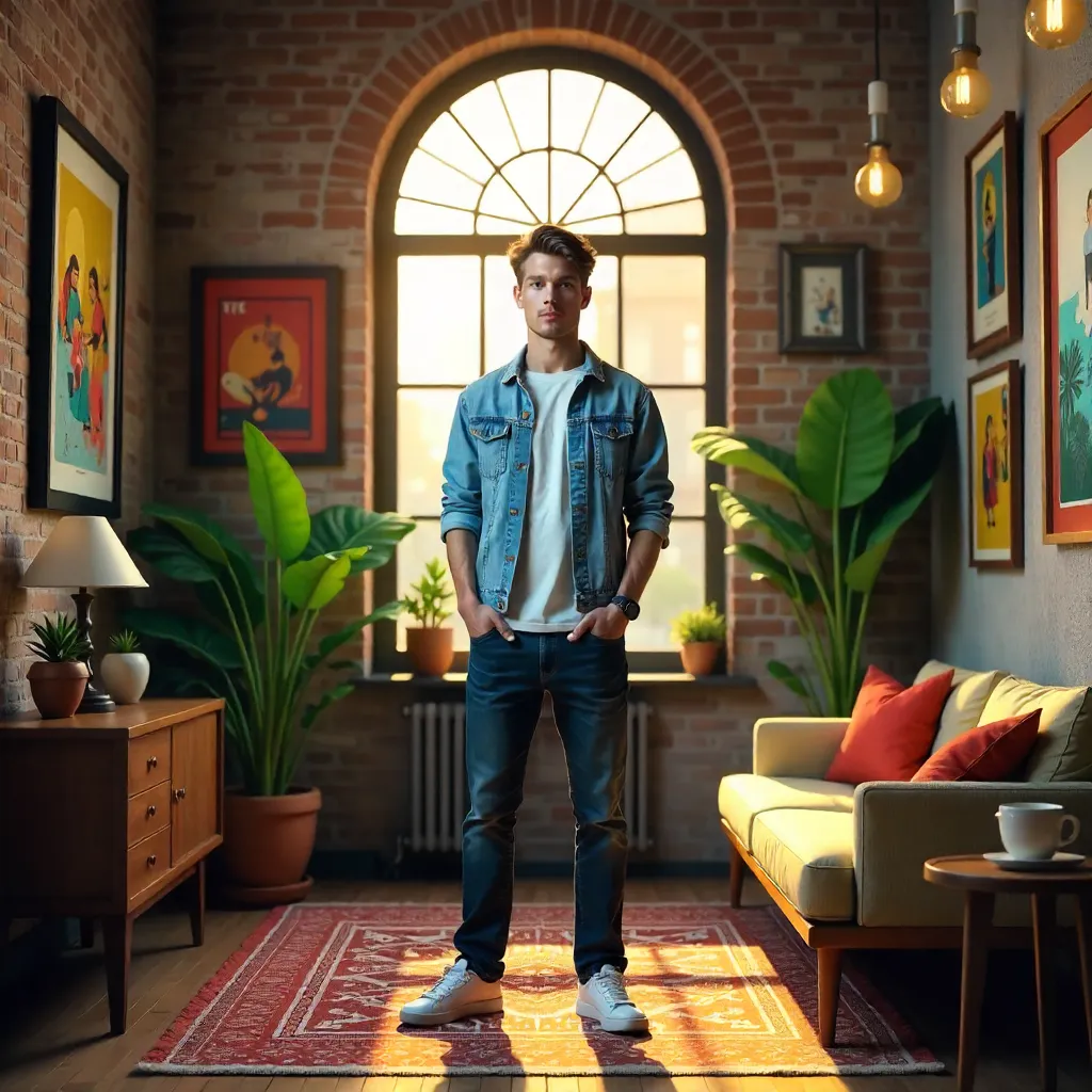 Denim-Jacket Portrait in a Buenos Aires Interior
