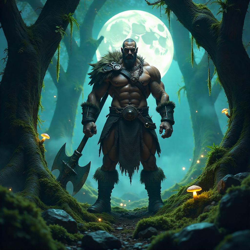 Barbarian Warrior in an Enchanted Grove
