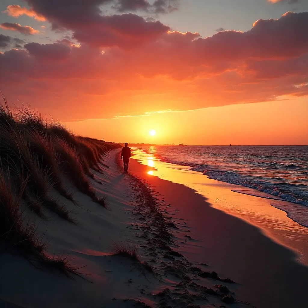 Golden Silhouette at Cuxhaven Beach, Niedersachsen