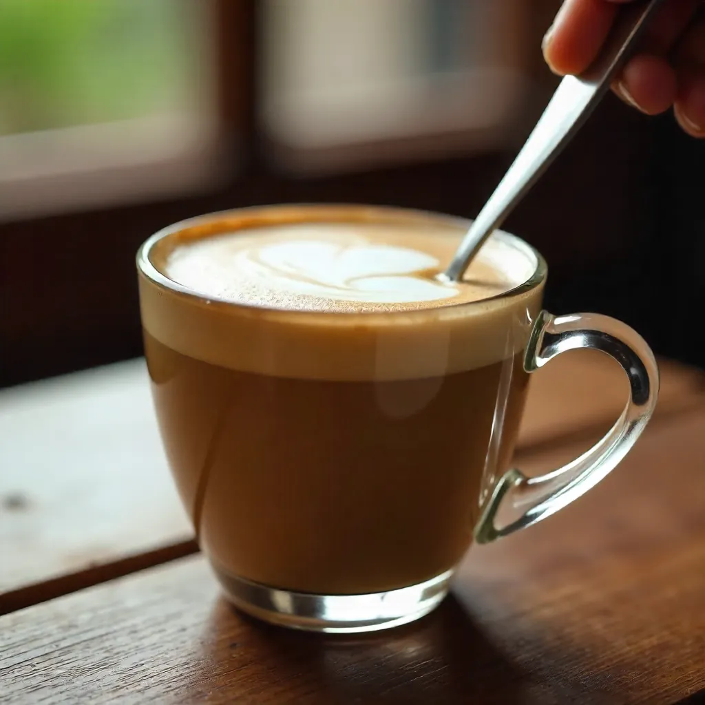 Weekend Cappuccino: Foam Stirred in Glass Cup
