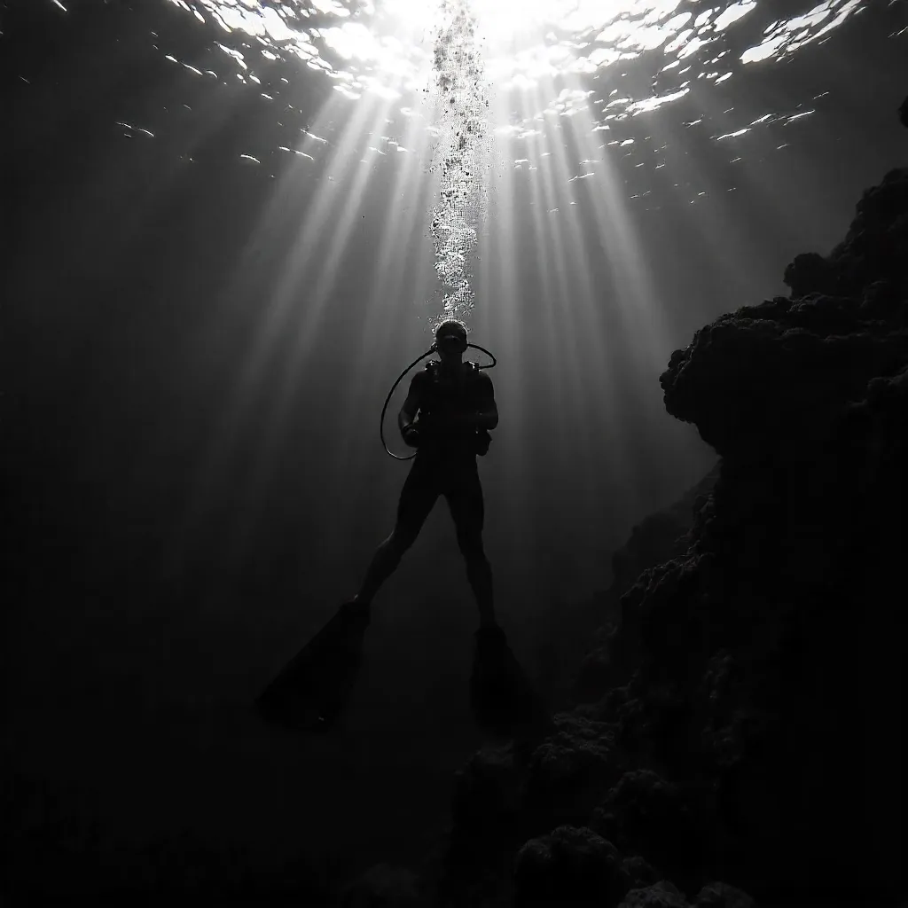 Silhouette Descent: Deep Ocean Noir