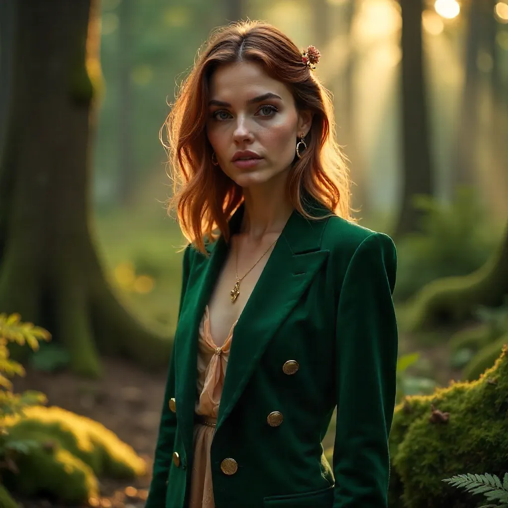 Moody Forest Couture Portrait: Modern Style Meets Nature