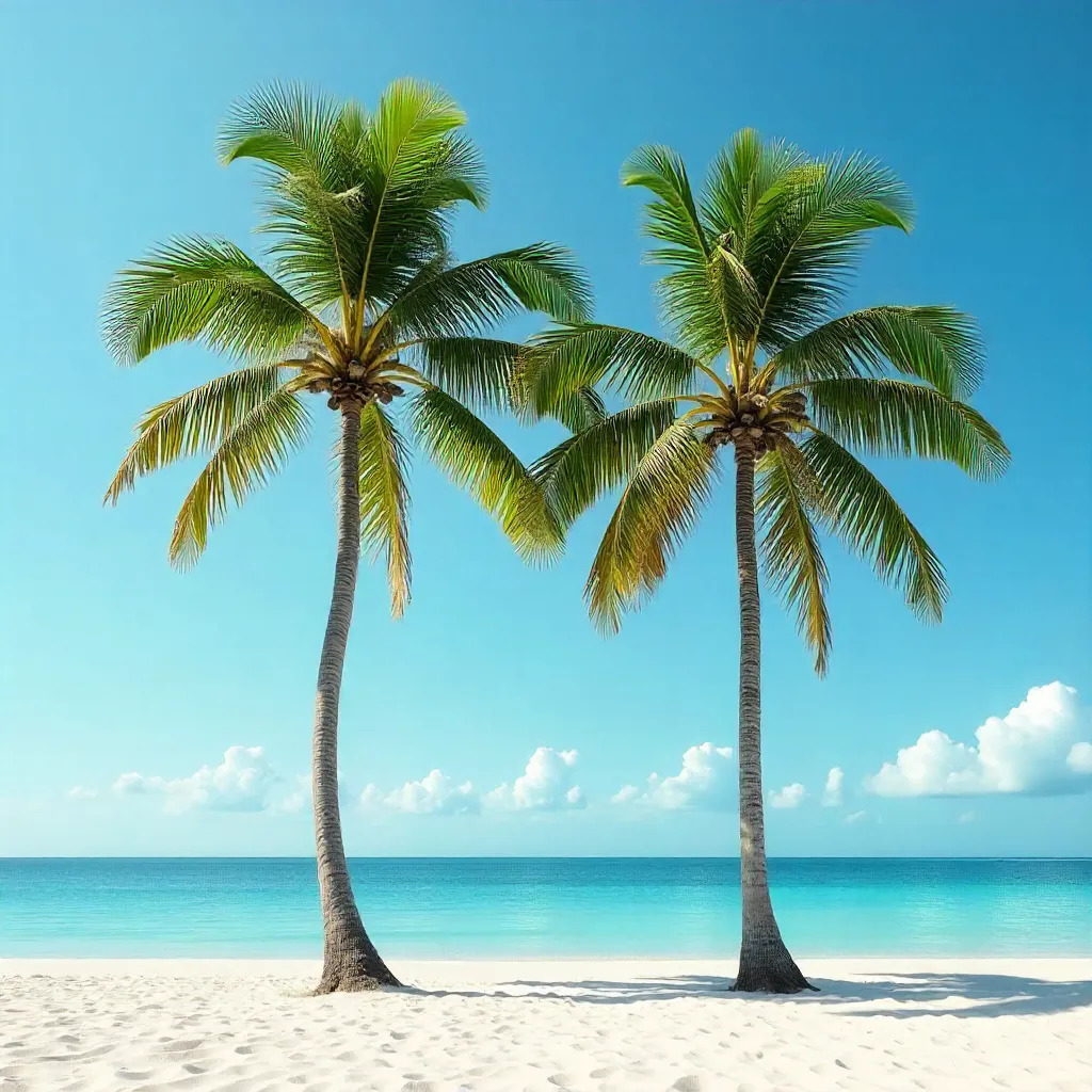 Two Palm Trees Under a Calm Blue Sky