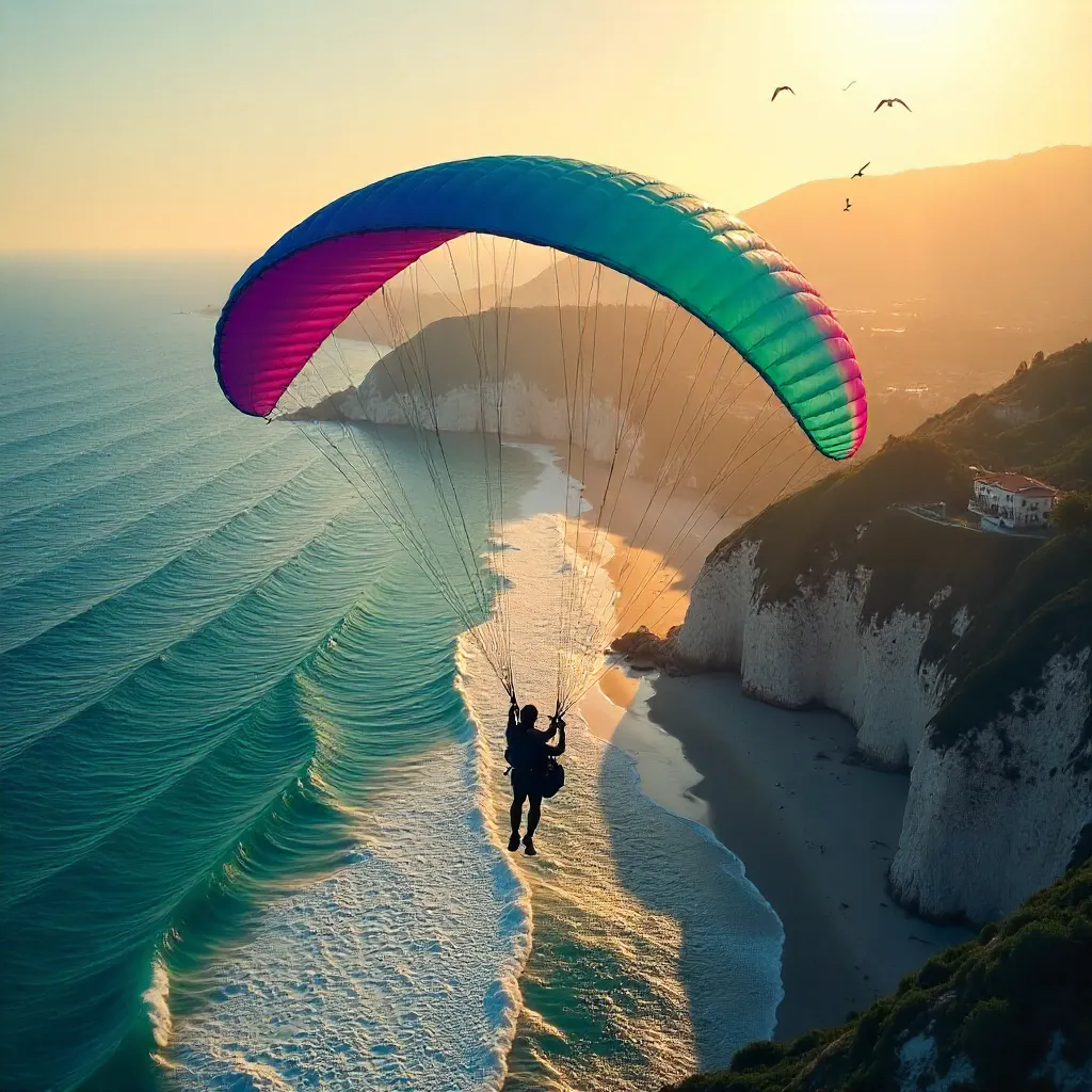 Exhilarating Coastal Paragliding Flight
