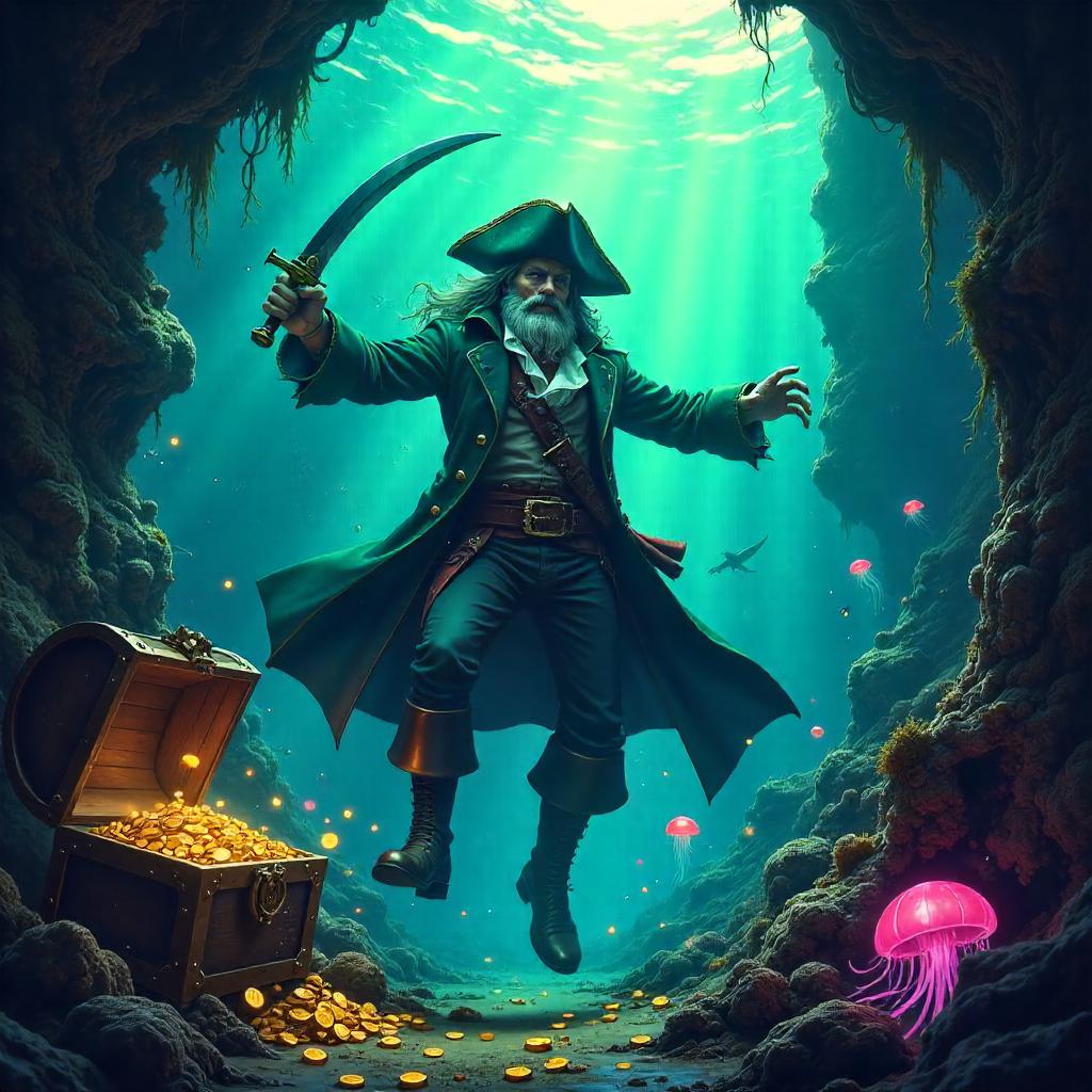 Underwater Pirate in Digital Art Style