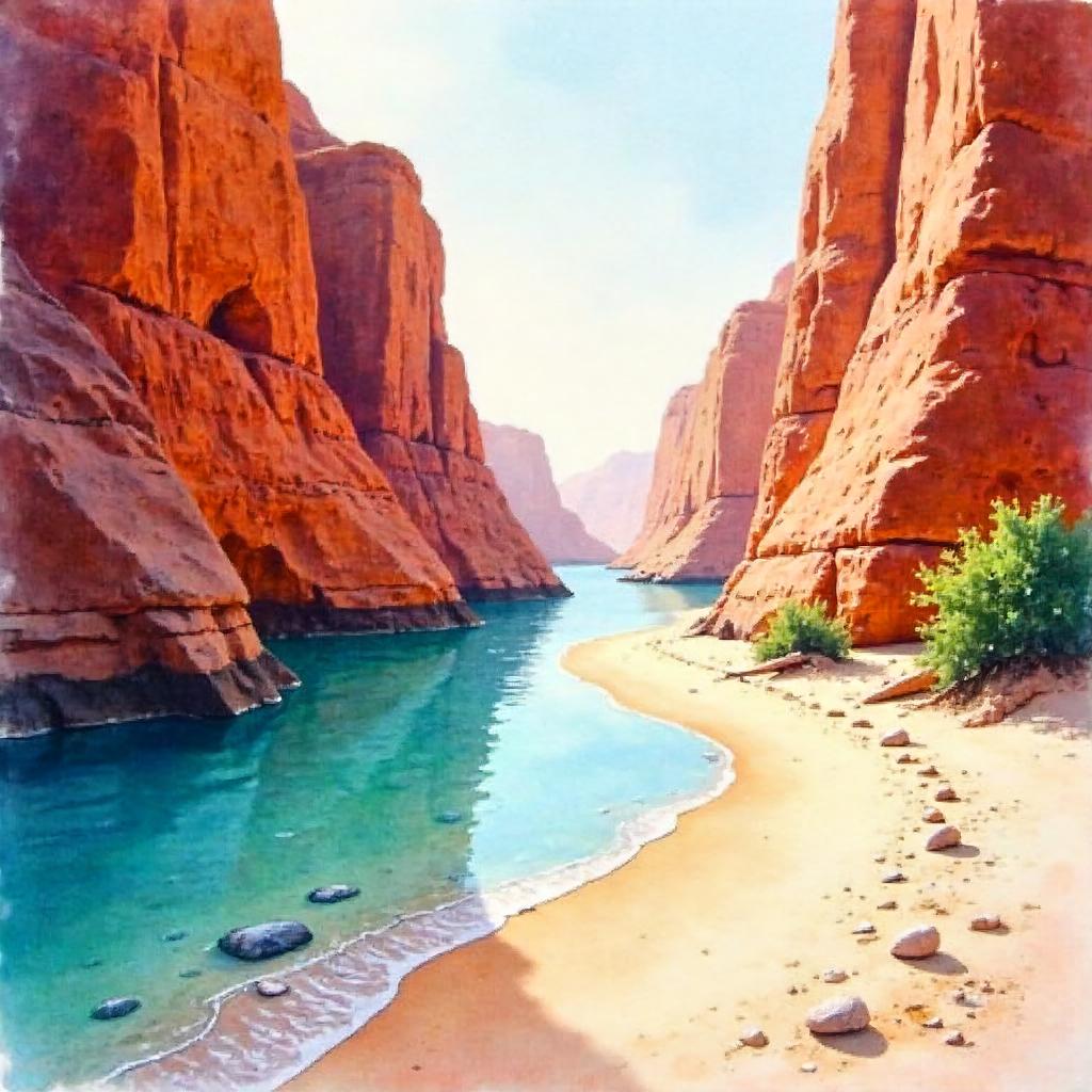 Canyon Beach in Soft Watercolor