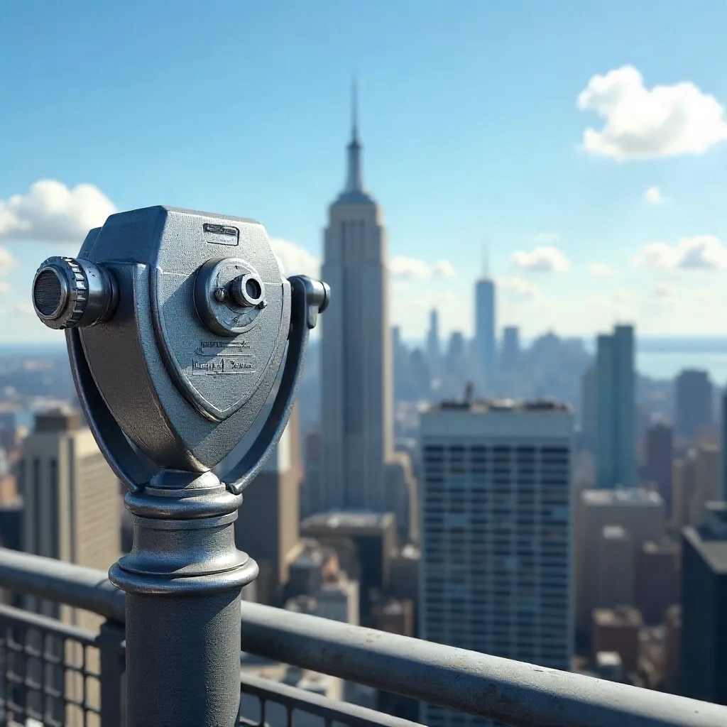 Clear Day Over NYC Skyline through Binoculars