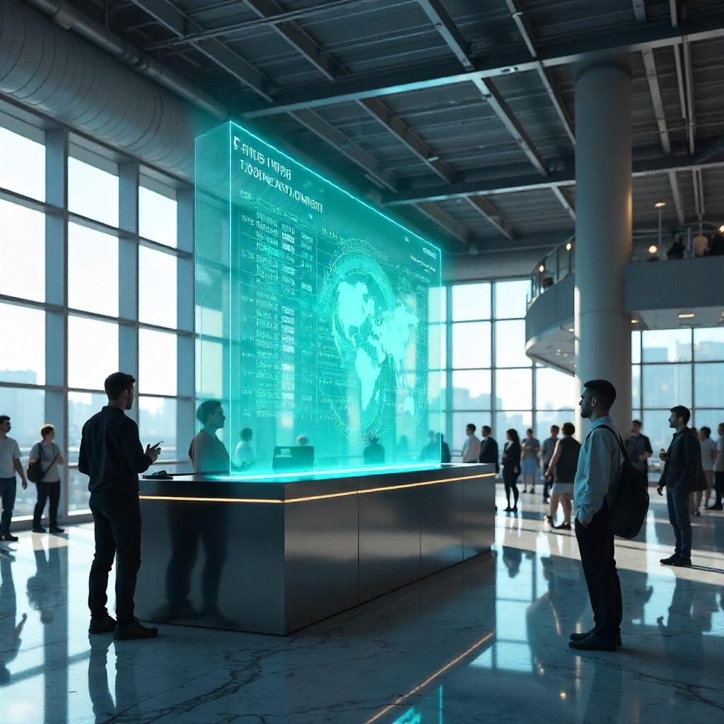 Holographic Flight Info in a Modern Airport Terminal