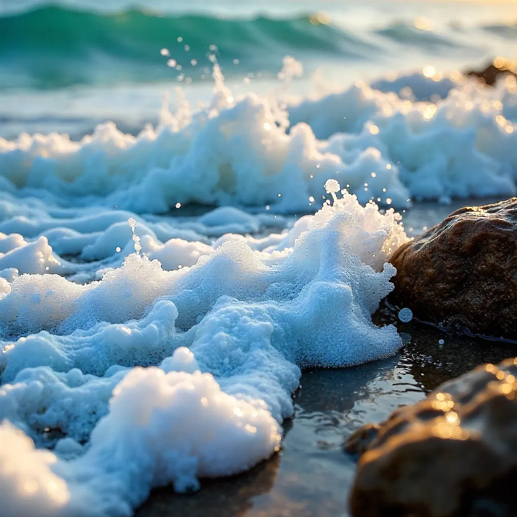 Macro Close-Up: Swirling Foam on San Diego Coast