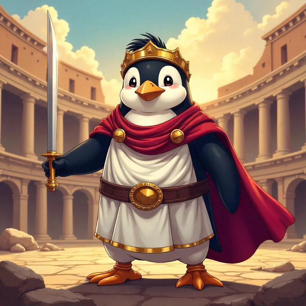 Gladiator Penguin in Anime Rome
