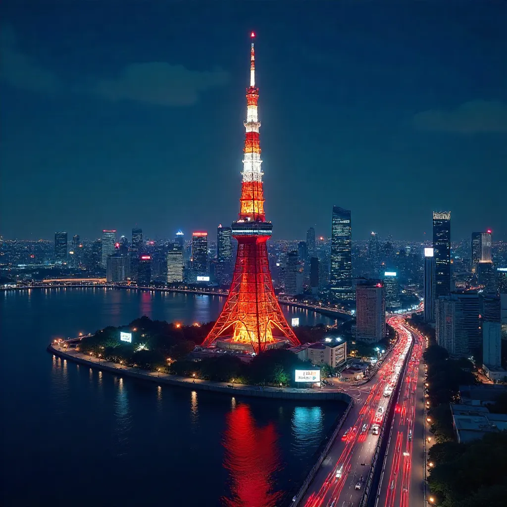 Stunning Night View of Tokyo Tower in Neon Skyline