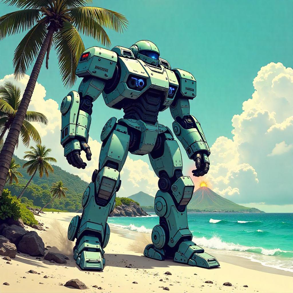 Mech Warrior on a Tropical Island