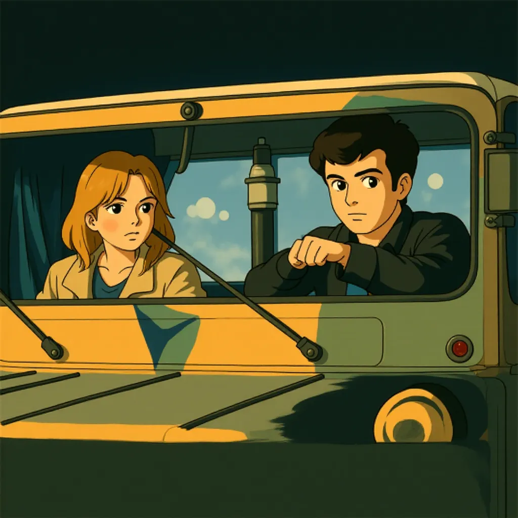 Kyle Chandler and Ron Eldard in Super 8 (2011) - Anime style