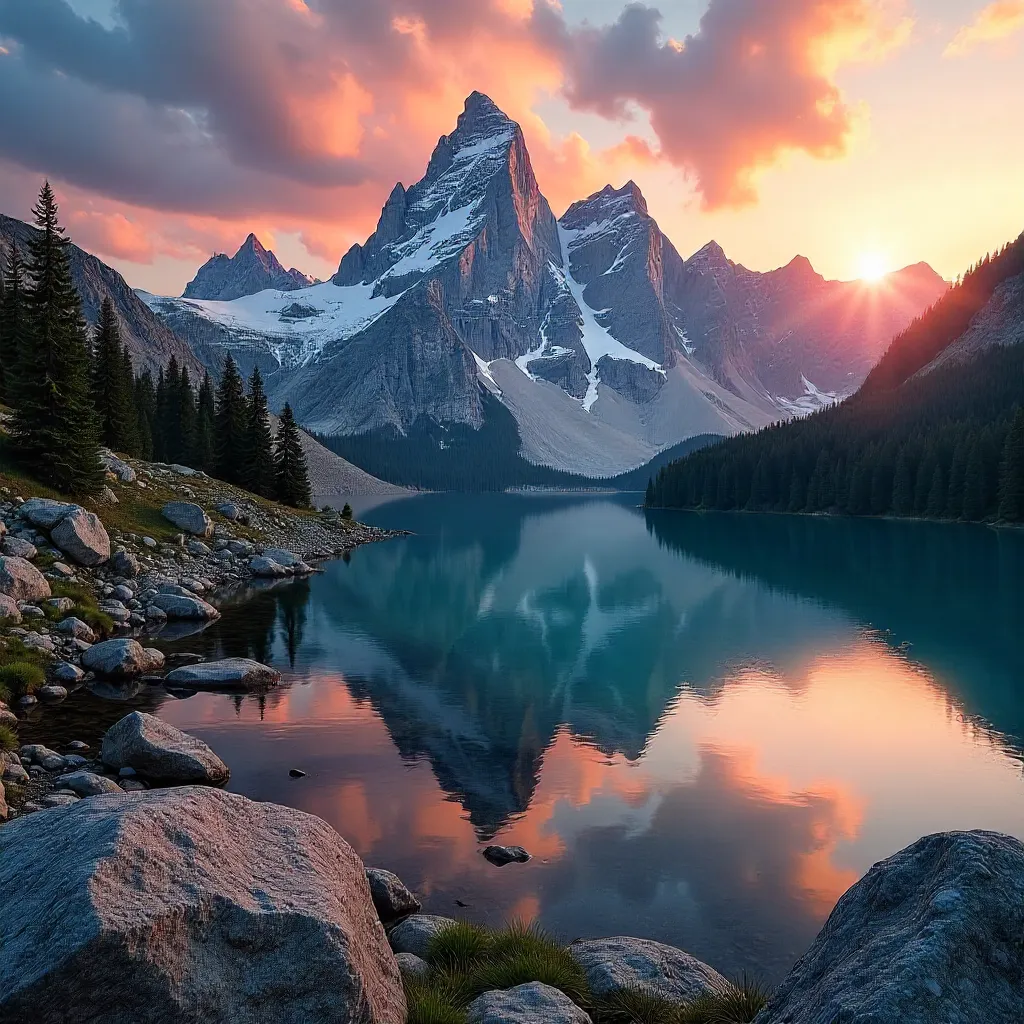 Dramatic Alpine Peaks at Golden Hour