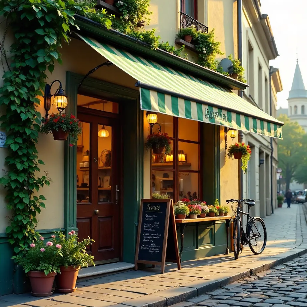 Cozy Ukrainian Cafe Entrance in Bloom