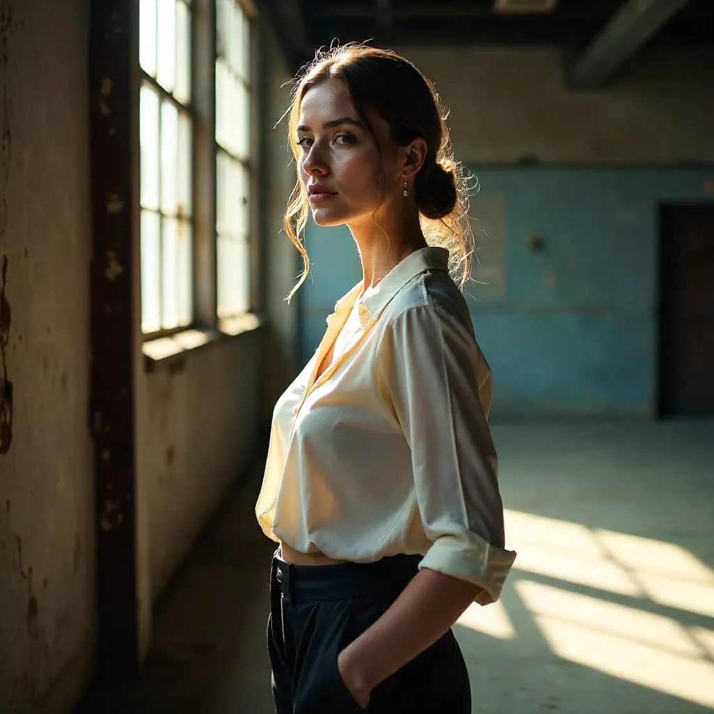 Soft Light Portrait in a Warehouse