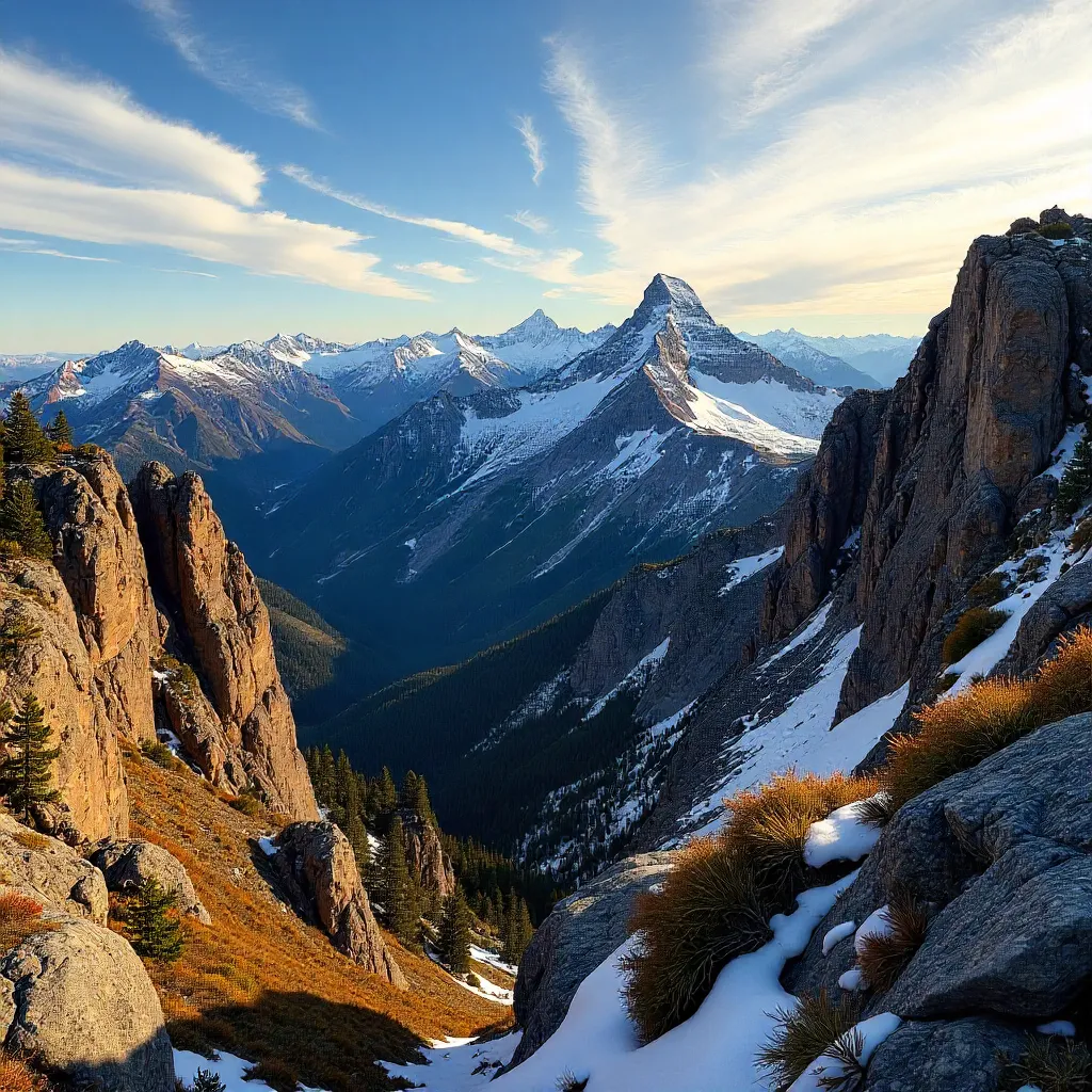 Rugged Cliffs and Snow-Capped Peaks at Pikes Peak