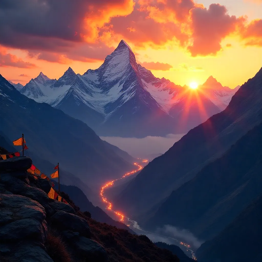 Dramatic Himalayan Silhouette at a Nepal Sunset