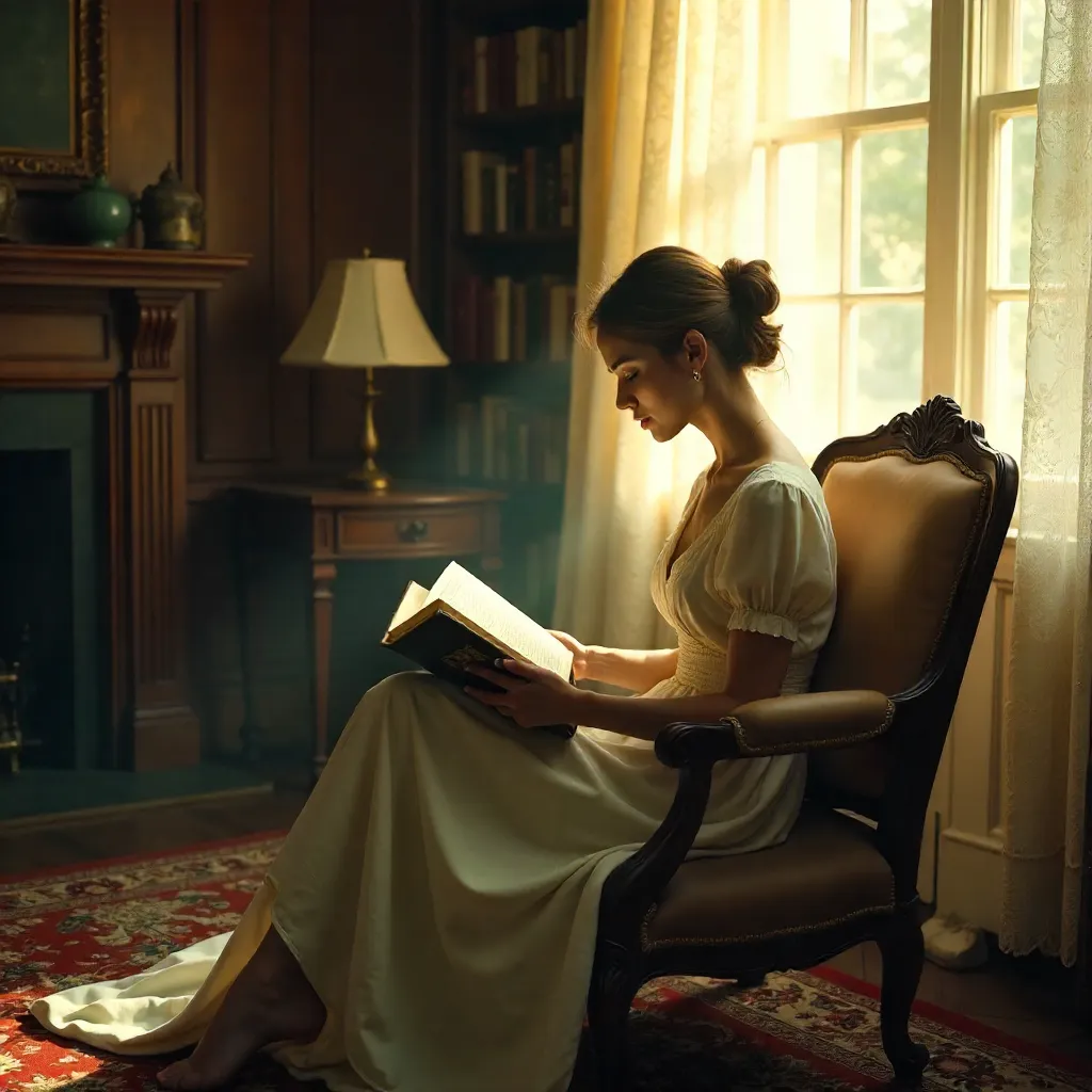 Soft Vintage Reading in Warm Golden Light