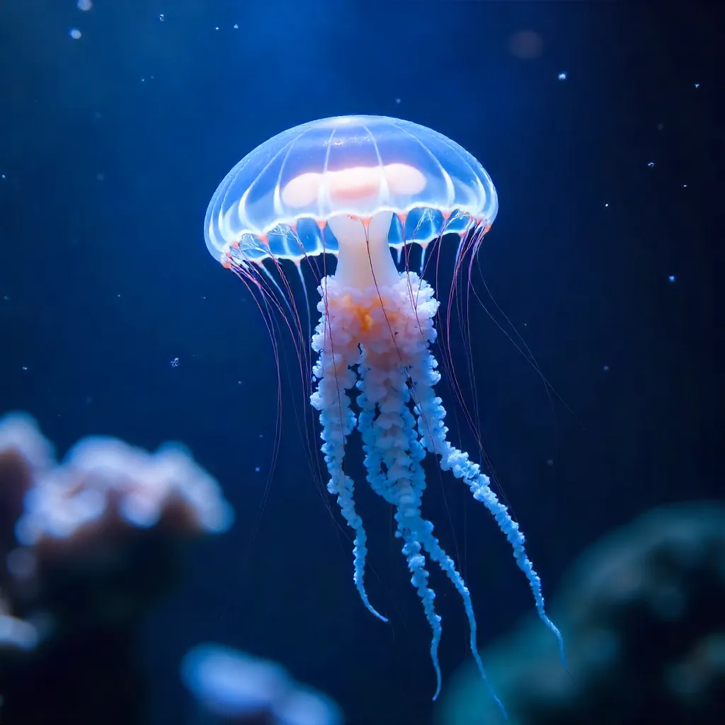 Serene Jellyfish in a Glass Aquarium – Free Stock Photo