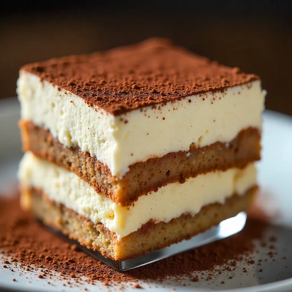 Close-Up Tiramisu: Cocoa-Dusted Creamy Delight