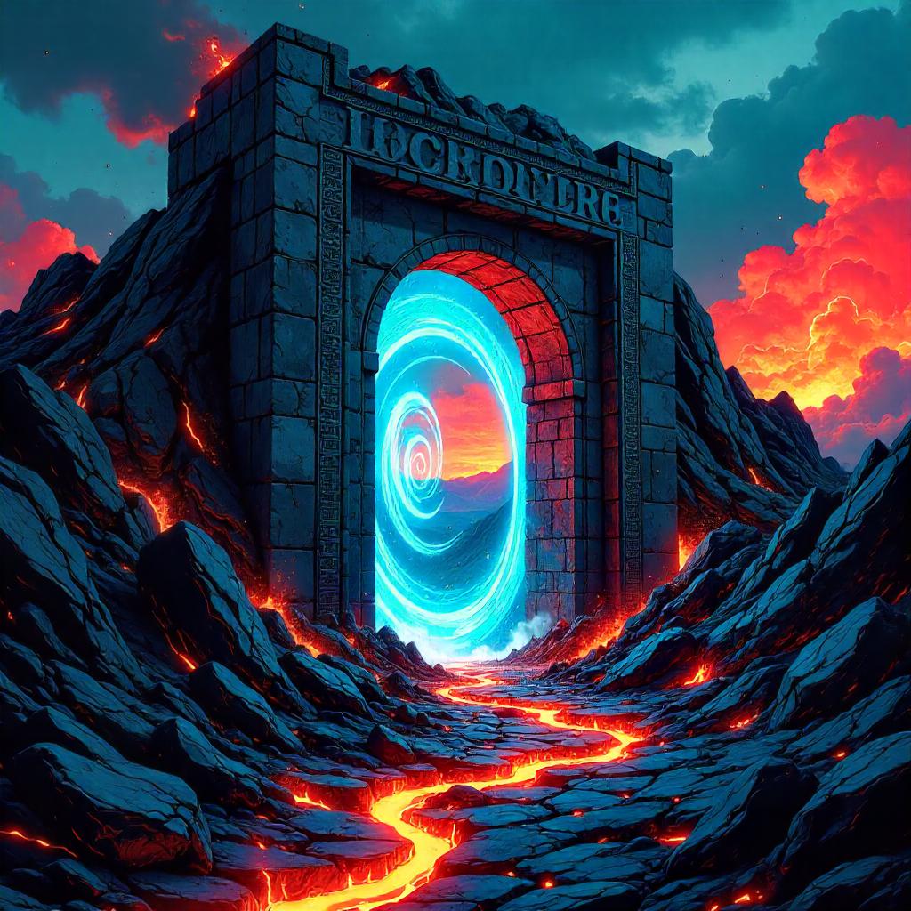 Portal on Fiery Volcanic Rocks - Comic Gateway