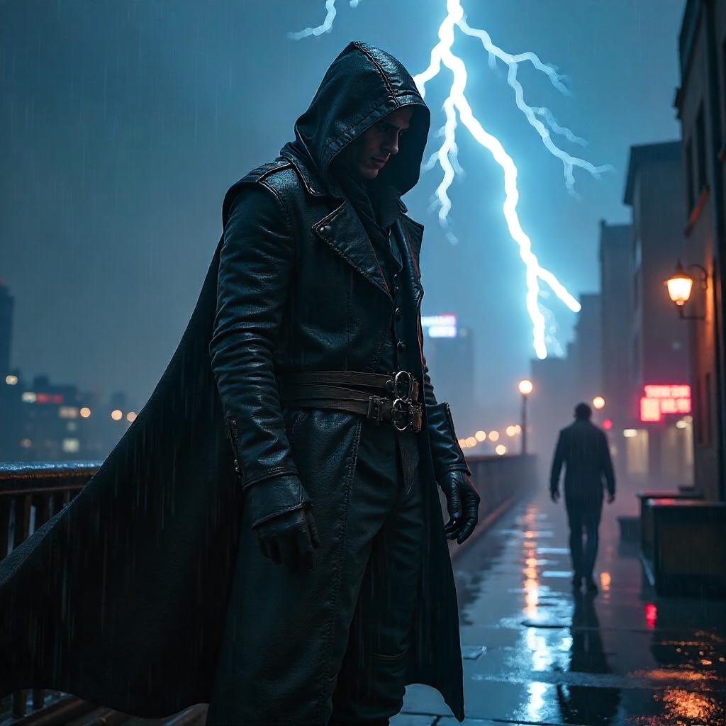 Rogue in a Thunderstorm: Photoreal Noir